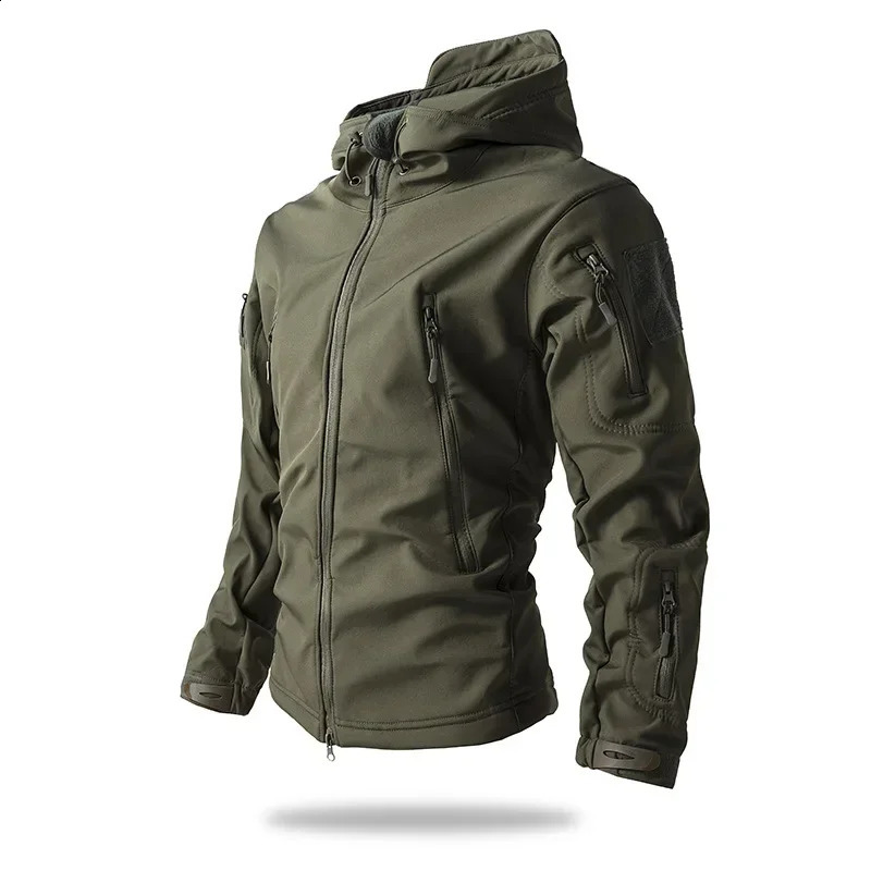 Mens Tactical Jacket Hiking Shark Skin Soft Shell Clothes Windbreaker Flight Pilot Hood Outdoors Fleece Field 250122
