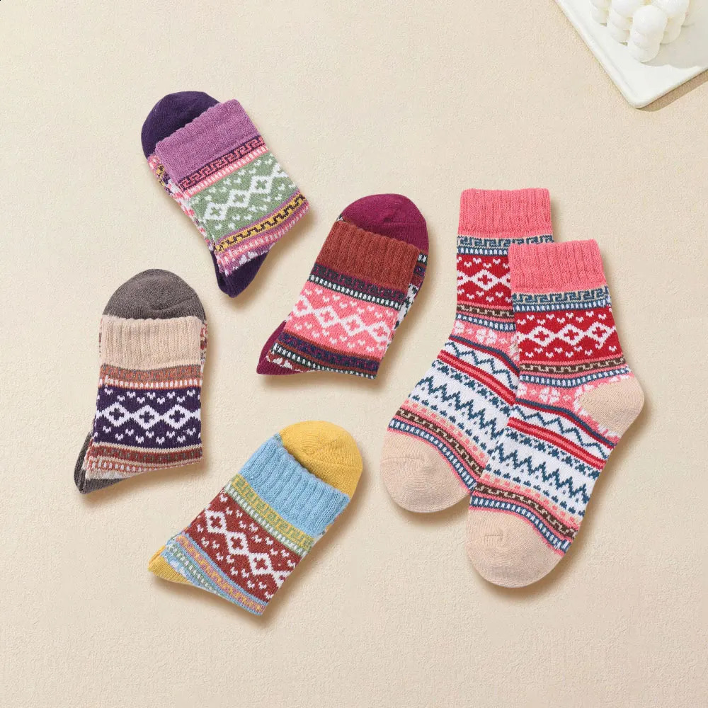 5 Pairs Wool Crew Socks Ultra Soft Thick And Warm For Ultimate Comfort Casual Knit Comfy Vintage Fashion Dress Socks 250121