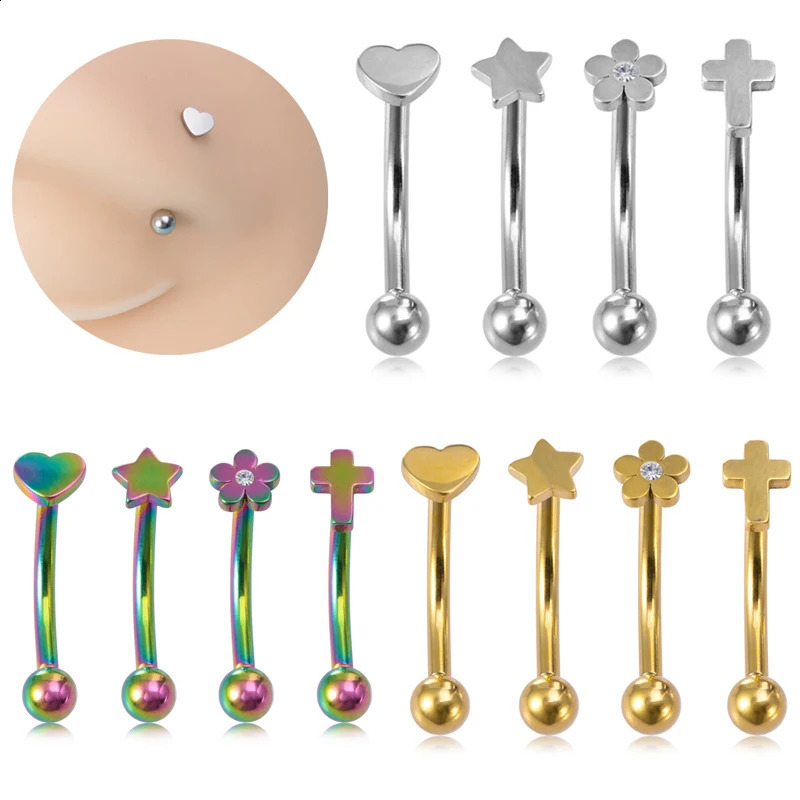 16G Eyebrow Piercing Curved Barbell Banana Ring Snug Daith Helix Belly Labret Stud Earrings Cartilage Tragus Jewelry 250110
