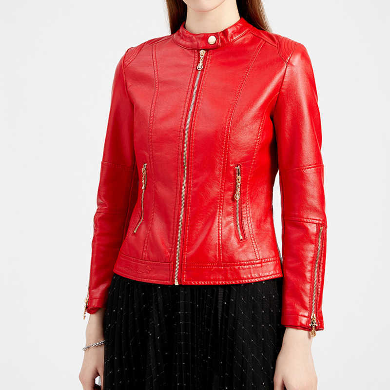 Fashion Womens Leather Clothes Pu Leather Short Coat Stand Collar Jacket Womens Spring Autumn Thin Leather Jacket Gram Tibetan Blue Clothes 241209