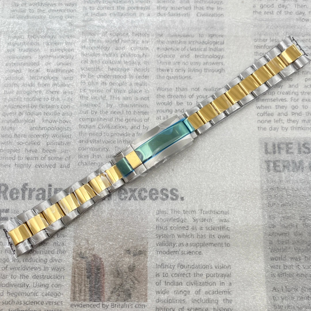 20mm Watch Band For NH35 Sub Jubilee Case 904L Stainless Steel Strap Glide Lock Buckle Silver Gold Bracelet 250118