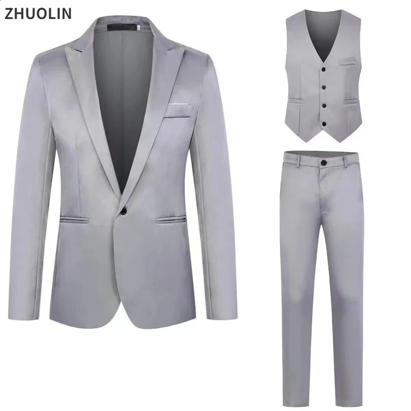 Men Suits Wedding 3 Pieces Elegant 2 Outfit Set Blazers Fashion Business Classic Jackets Vest Pants 2024 Formal Clothing 250115