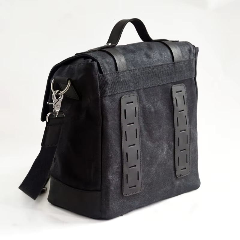 Canvas Male Shoulder Simple Cowhide Outdoor Female Retro Postman Large Capacity Casual Messenger Motorcycle Side Bag
