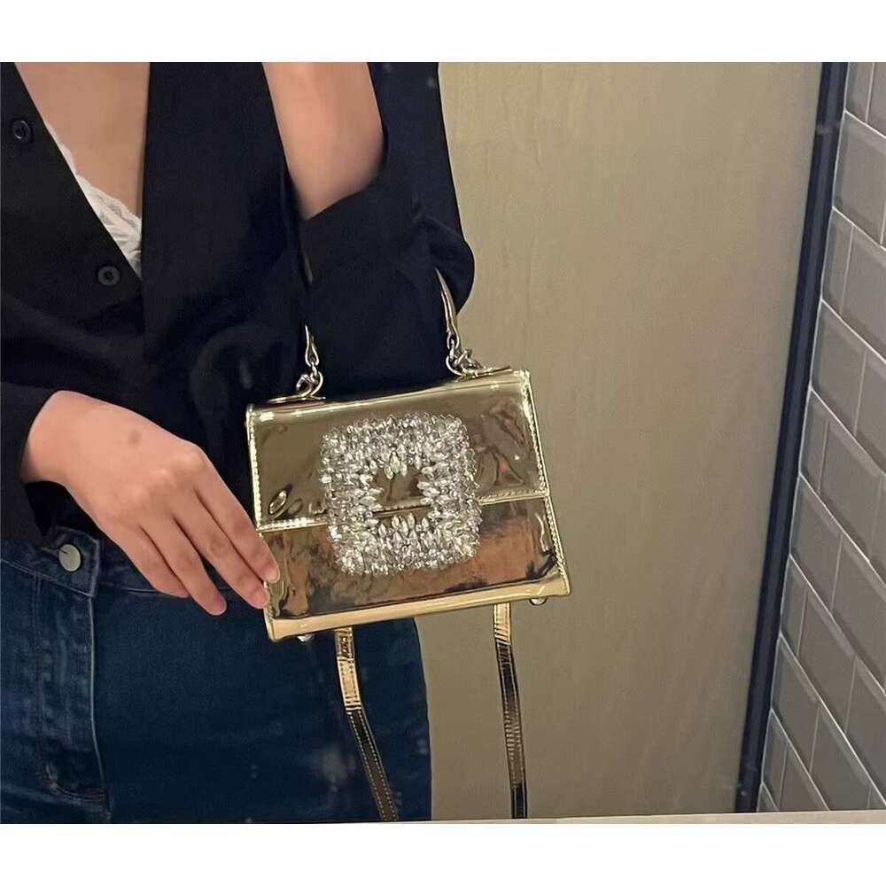 Fashion Shiny PU Gold Sier Dress Purse Dias Satin Prom Evening Bags Women Crossbody Handbag Flap Tote Shoulder