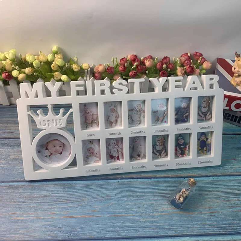 The First Year Baby Keepsake Frame 0-12 Months Pictures Po Frame Souvenirs Kids Growing Memory Gift Children Gift 250120