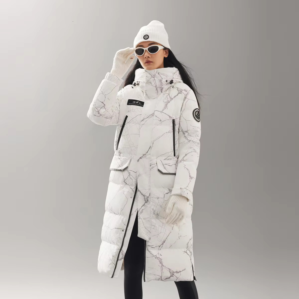 BOSIDENG X HARBIN 2024 New Couples Down Jacket Men And Women's Mid-Length Over The Knee Winter Hooded Coat