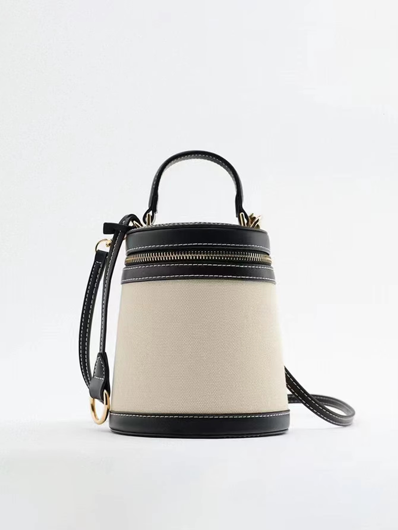 2024 Fashion Women's Spring And Summer New Cyder Color Box Shape Single Shoulder Oblique Canvas Bucket Bag