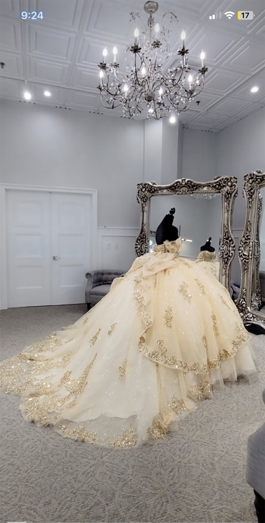 Champagne Off The Shoulder Ruffles Ball Gown Quinceanera Dresses Sequined Lace Beading Crystal Corset Vestidos De 15 Anos