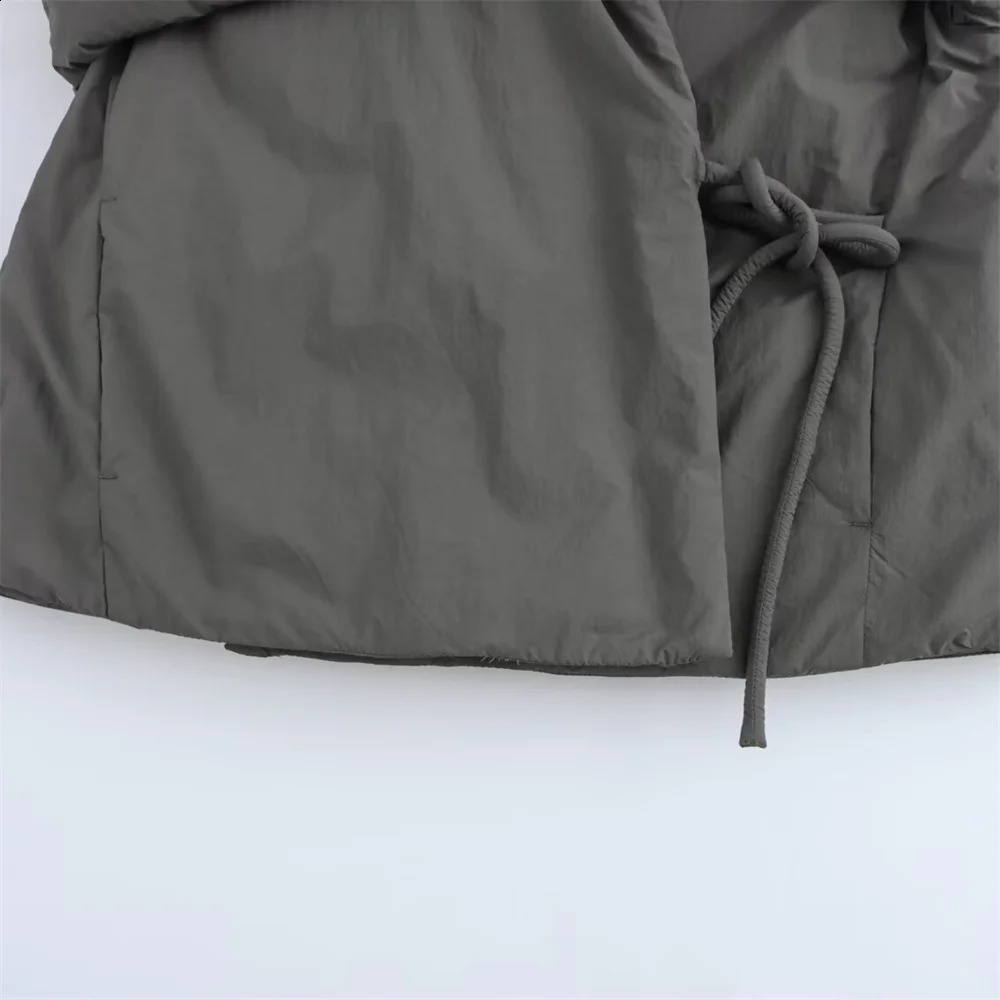 BM MD ZA2024 early autumn womens clothing simple n white duck down jacket short loose laceup 250113