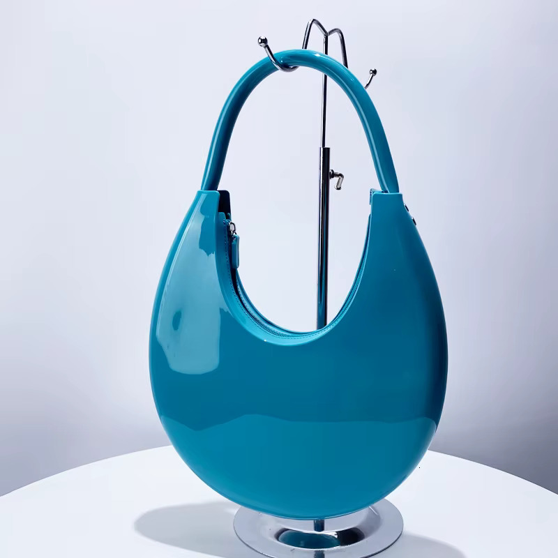 Half Moon Jelly Buns Bags For Women Designer Handbags And Purses 2024 New In Fashion Rivet Decorate Underarm Shoulder