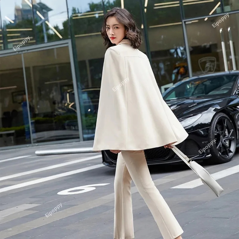 2024 Women Bat Sleeve Pant Suit Latest Fashion Ladies Jacket Blazer and Trousers Red Apricot Black 2 Piece Set 250114