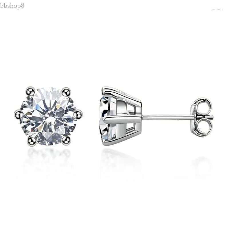 Stud Earrings Real 0.5ct 1ct Moissanite GRA Certification Sterg Sier Gold For Women Wedding Fine Jewelry