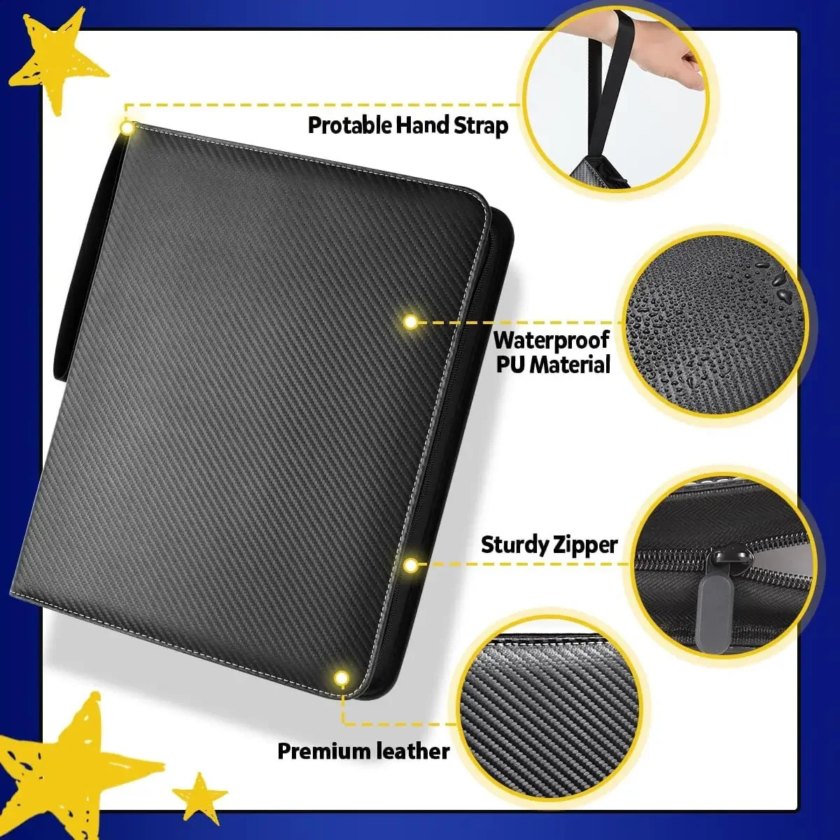 900 Pockets Card Binder Sleeves with Zipper Double Sided Pockets Card Holder Carry Card Case for TCG CCG Card StorageBlack 250120