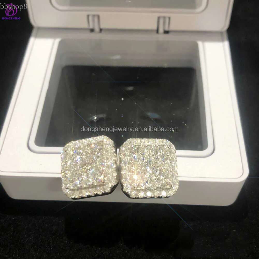 Custom Fashion Finey Jewelry Sterg Sier Earrings Ice Out Vvs Moissanite Dia Earring for Woman