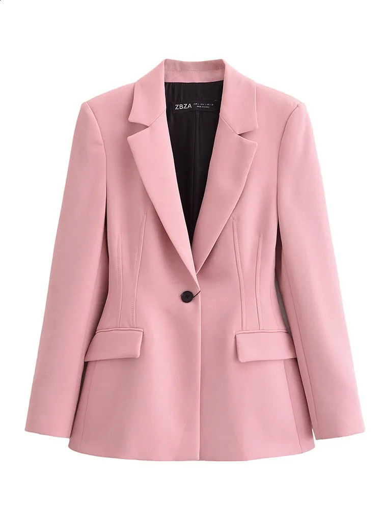 TRAF Office Lady Blazer Pant Set Fashion Long Sleevet Single Button Slim TopElegant Loose Zipper Flare Pants Outfits 250114Z