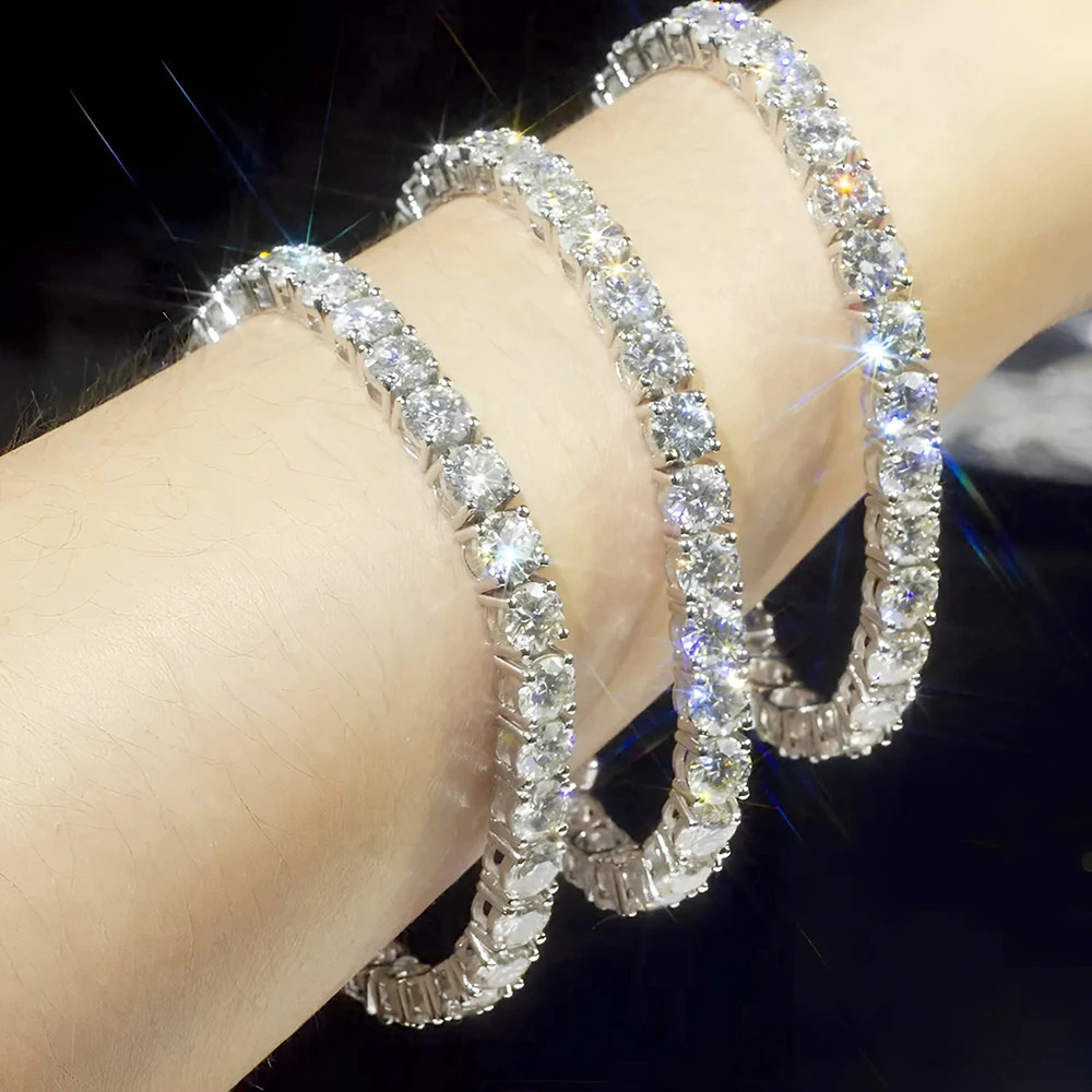 DJMAX 3-6.5mm Full Tennis Bracelet For women Original 925 Sterling Silver Mans Tennis Chain 250121