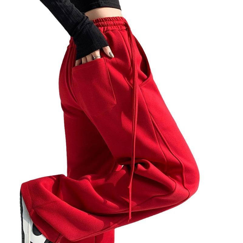 Wide-leg pants women's spring new high-waisted drape straight casual floor-mopping trousers thin and versatile loose sweatpants