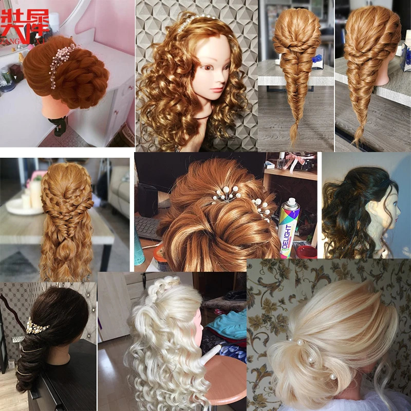 Mannequin Head for Hairstyles Human Hair And Synthetic Mixing Professional Styling Head Doll Curl Iron Straighten Training 250114
