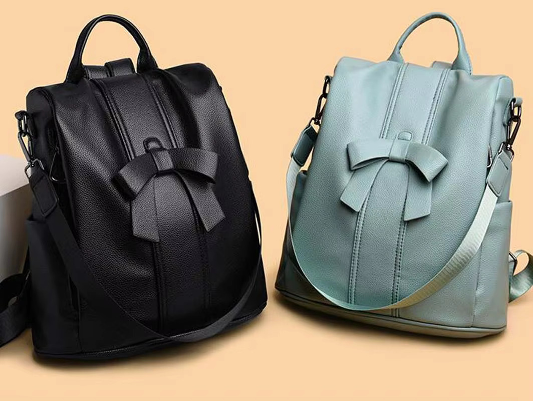 Wholesale New Casual Backpack Leather Women's Handbag Large Capacity School Bag For Girls Double Zipper Leisure Shoulder Bags