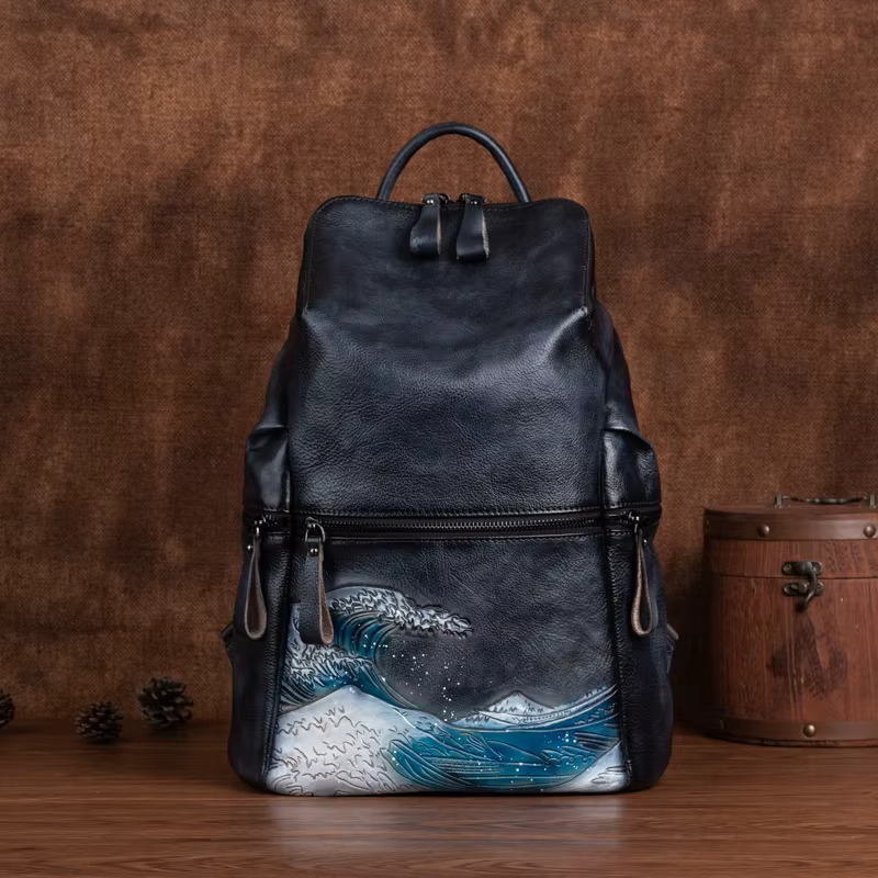 Genuine Real Soft Leather Women Backpack Big Capacity Outdoor Travel Bags 2022 Winter Handmade Natural Cowhide Backpacks Female