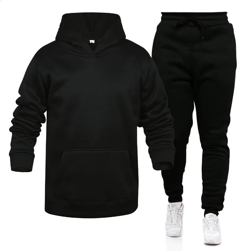 Spring Mens Tracksuits Sport Basic Outfit Long Drawstring Baggy Pant Fall Solid Jogging Male Pullovers Grunge Hoodie Street Set 250117