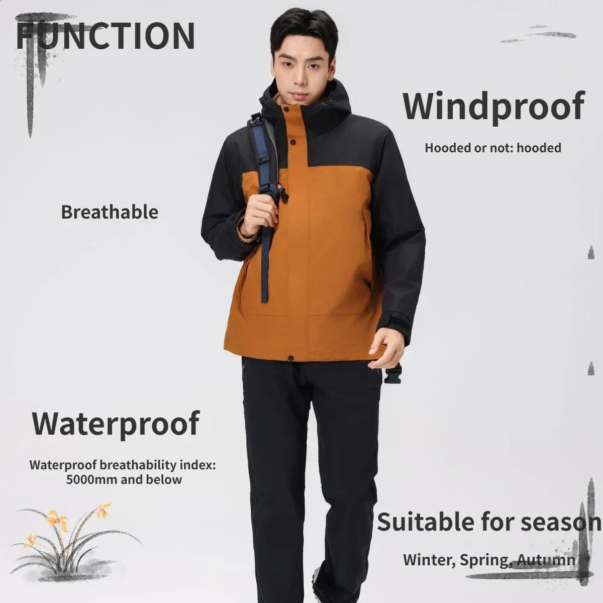 winter waterproof hooded jacket mens autumn fashion outdoor hiking rain heated clothe mountaineering trench coat 250109