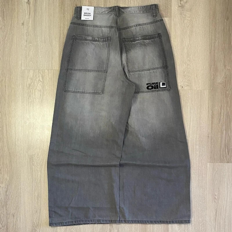 Y2K Harajuku Punk Feng Shui Washing Old Baggy Jeans Female Streetwear Dance Casual Joker High Waist Wide Leg Pants 250117