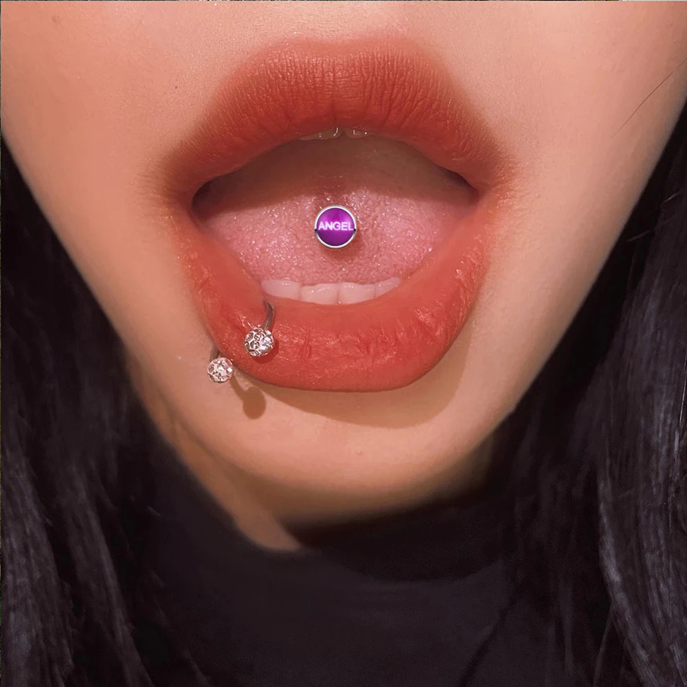 28 Styles Tongue Ring Piercing Punk Stainless Steel 2pcs Snake Eye Letter Sexy Nightclub Bar Stud Body Jewelry 250110