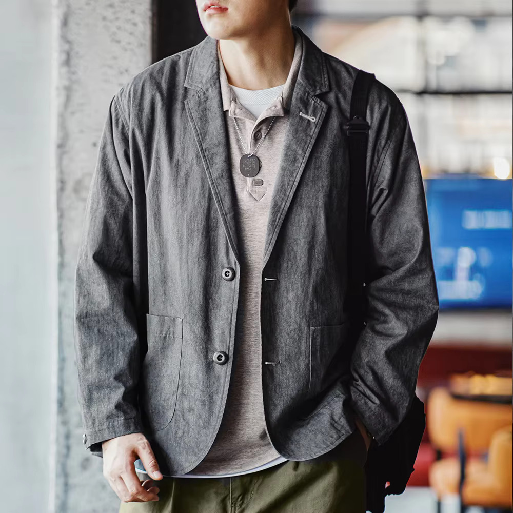 Maden New Casual Suit With Irregular Pattern Design Lapel Loose Blazers Cotton Jacket For Men's Spring And Autumn