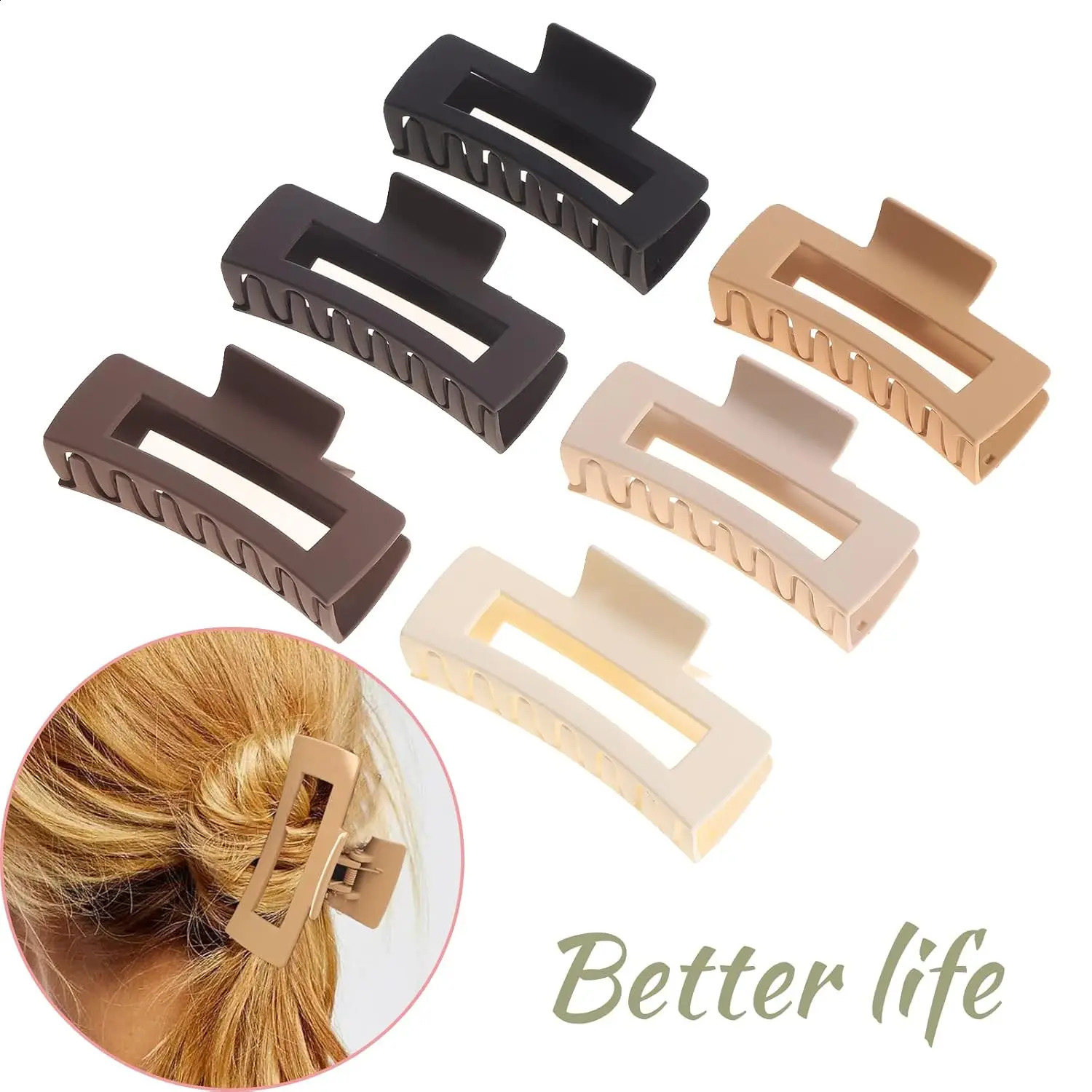 12-Pack Square Claw Clips Large And Small Unisex Rectangular Non-Slip Matte Large Hair Clips For Women 250120