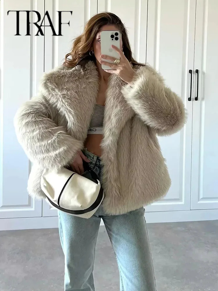 TRAF Metal Color Sequin Woven Jacket For Women Loose Stand Collar Long Sleeve Coat 2023 Autumn Winter Chic Female Outerwear 250113Z