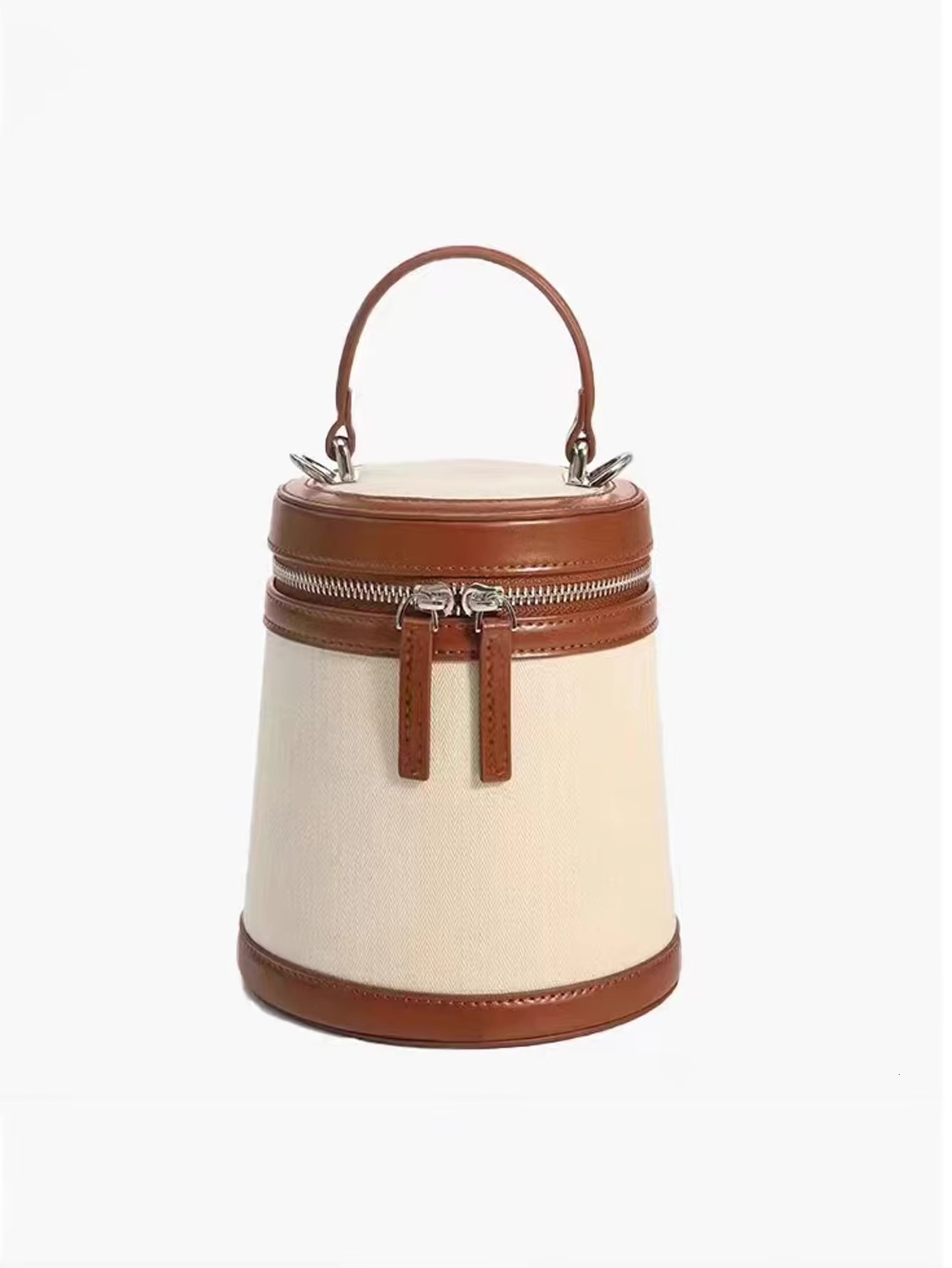 2024 Fashion Women's Spring And Summer New Cyder Color Box Shape Single Shoulder Oblique Canvas Bucket Bag