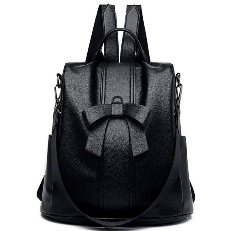 Wholesale New Casual Backpack Leather Women's Handbag Large Capacity School Bag For Girls Double Zipper Leisure Shoulder Bags