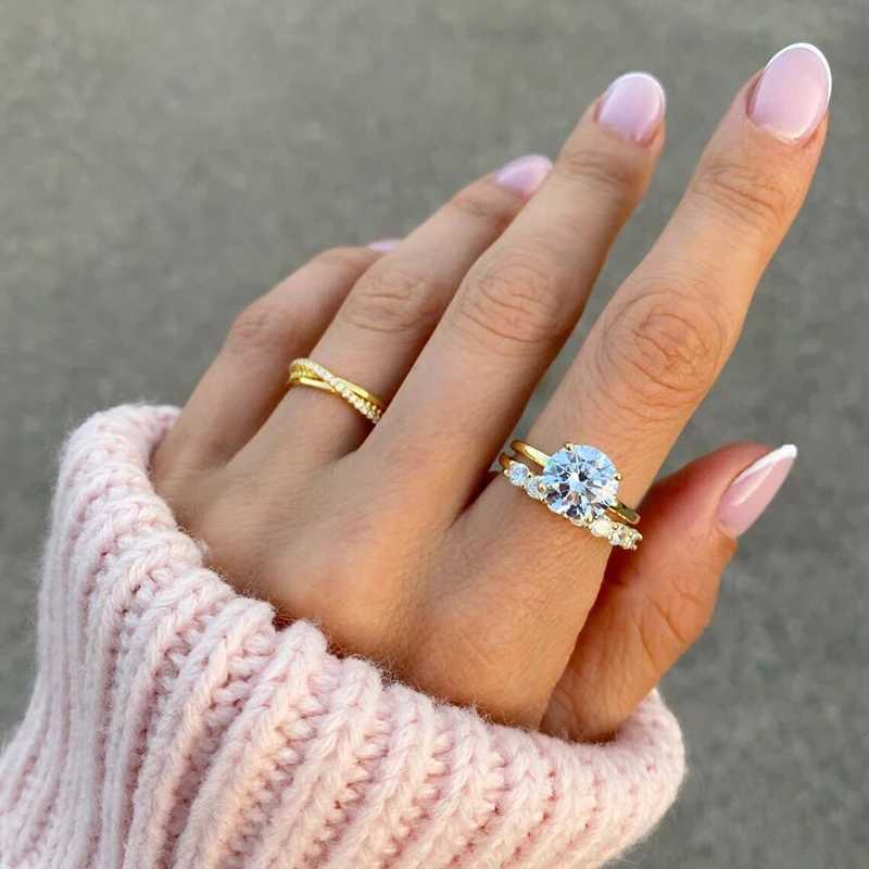 Classic 1- 3 ct Round Moissanite Sterg Sier sterg sier Gold High Clarity Rings for Woman Jewelry Weeding Ring