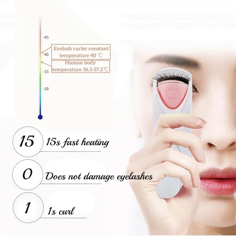 Electric Eyelash Curler Pink Lasting And Portable Shaping Curling Clip Charging Model Fast Heating 250115