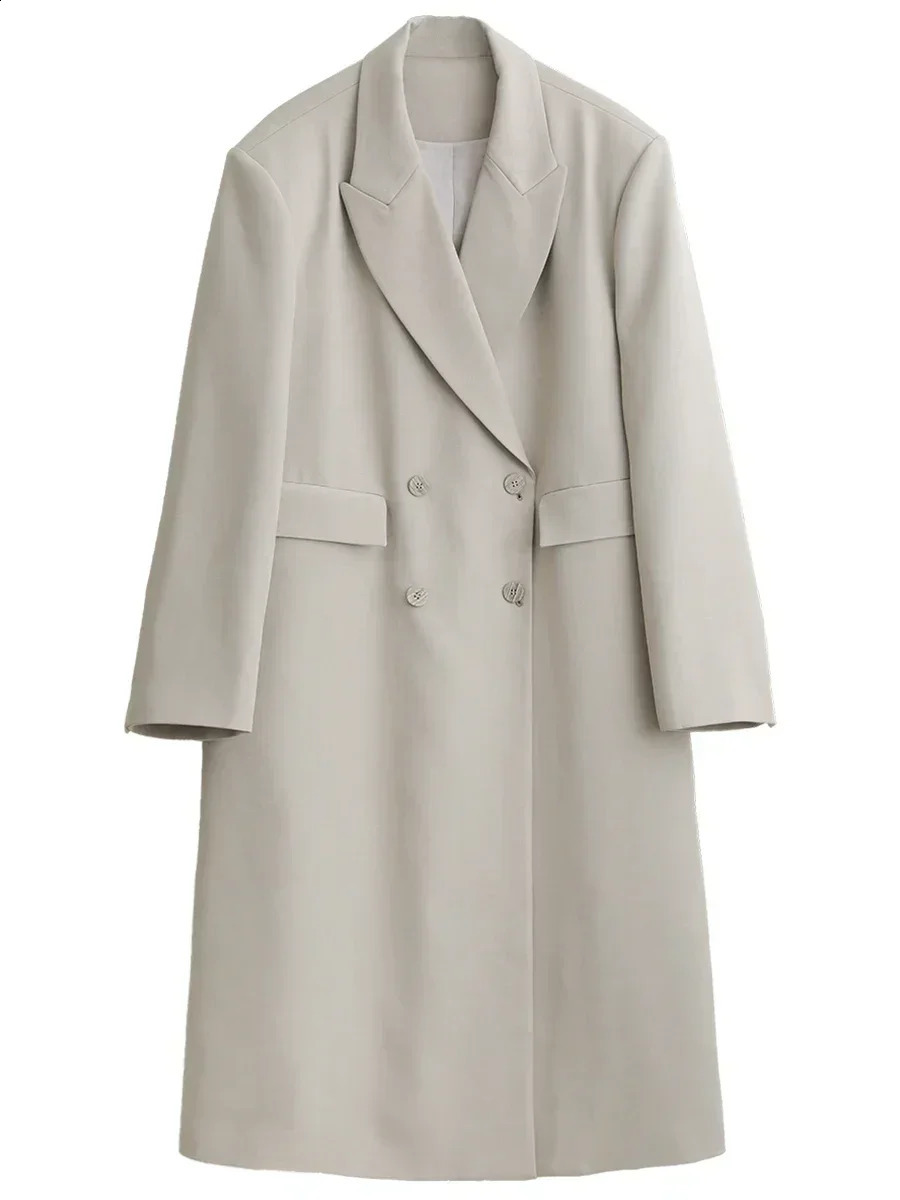 CHIC VEN Women Trench Coat Solid Loose Casual Long Overcoat Double Breasted Female Windbreak Woman Outerwears Spring Autumn 250118