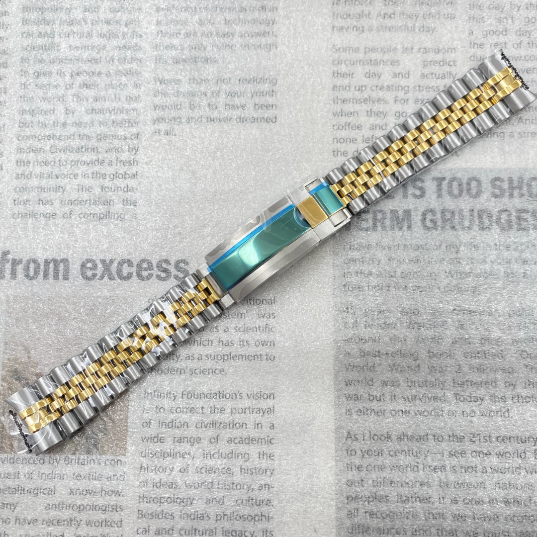 20mm Watch Band For NH35 Sub Jubilee Case 904L Stainless Steel Strap Glide Lock Buckle Silver Gold Bracelet 250118