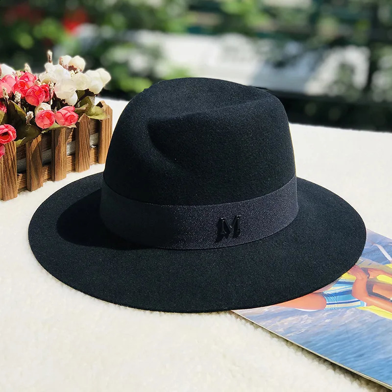 Wide Brim Women Hat Australian Wool Warm Fedora Ladies Panama Cloche Floppy Ribbon Band Wedding Dress Derby Church Hats 250118