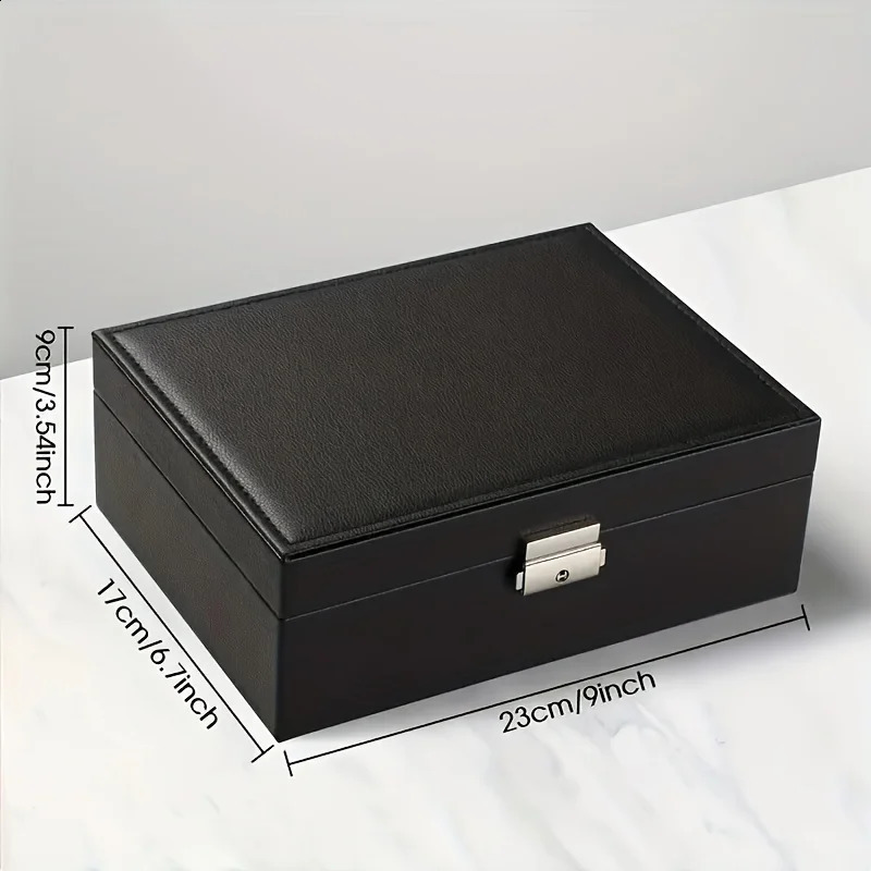 1pc Simple Double-layer Jewelry Storage Box For Ring Necklace Storage With Lock Decoration 250117