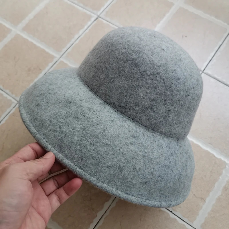 Wool Felt Hat Floppy Wide Brim Winter for Women Fedora Plain Ladies Dress Church Cloche Bucket Bowler Crushable 250118