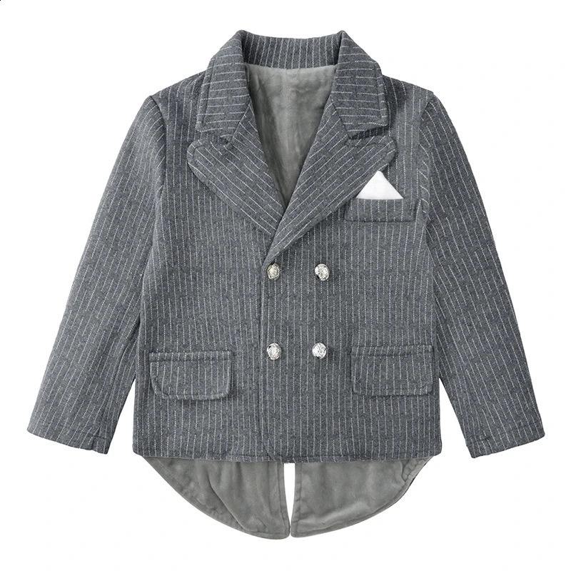 Infant Baby Boys Suit Set Toddler Boy Birthday Party Wedding Tuxedo Stripe Blazer Suits Outfit Kids Christmas Formal Clothes Set 250120