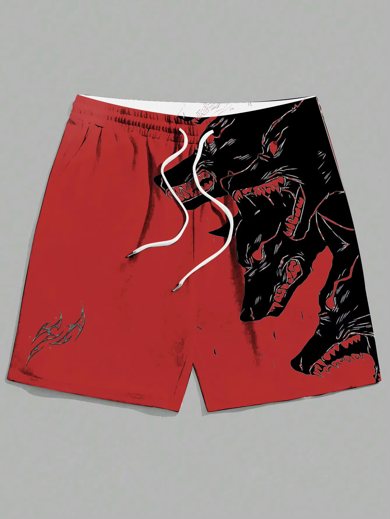New Men's Summer Loose Casual Home 3D Printed Sporty Three Headed Wolf Print Haruku Hawaii Beach Shorts