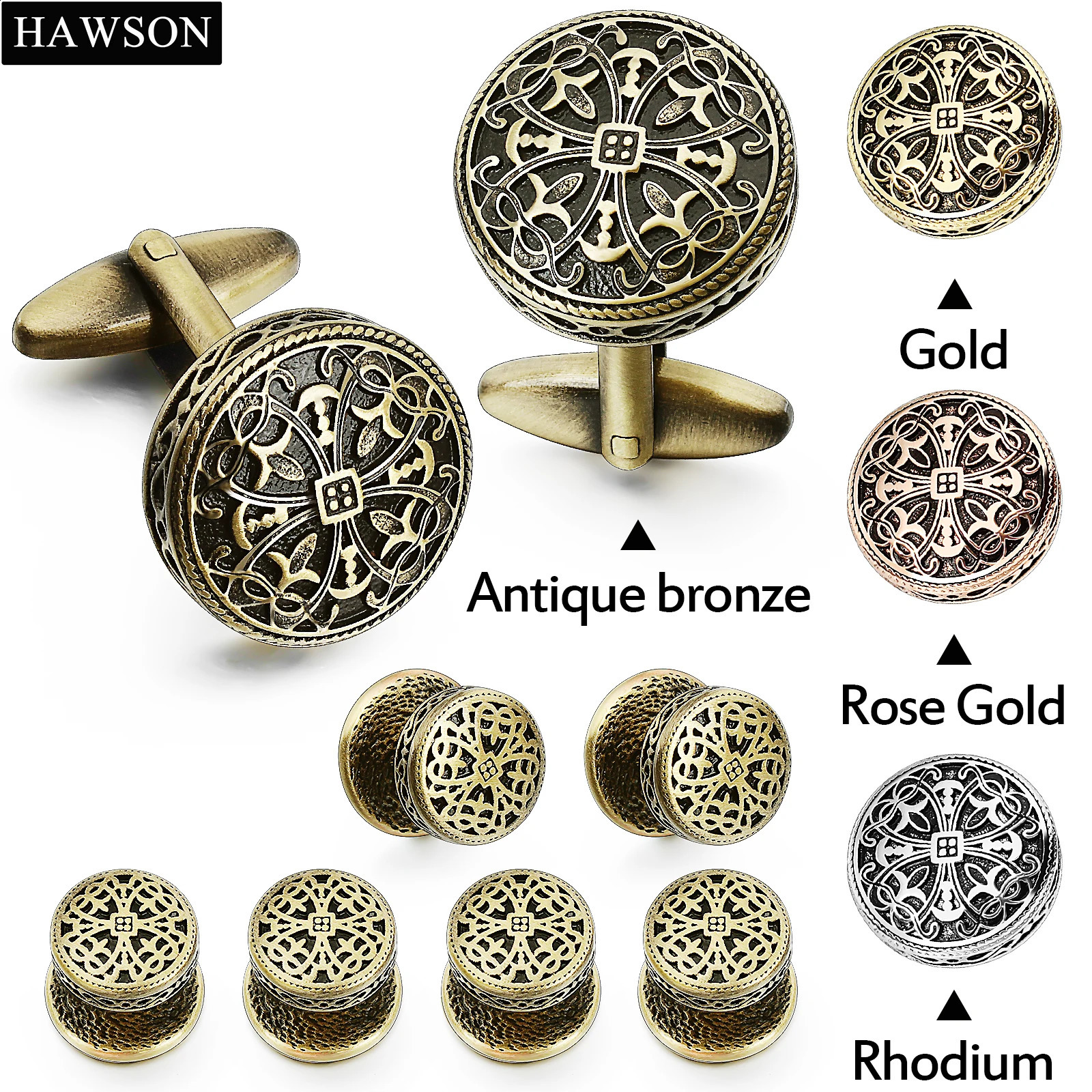 Retro enamel hollow pattern mens shirt button cover mens evening dress shirt cufflinks and studs wedding accessories 250110
