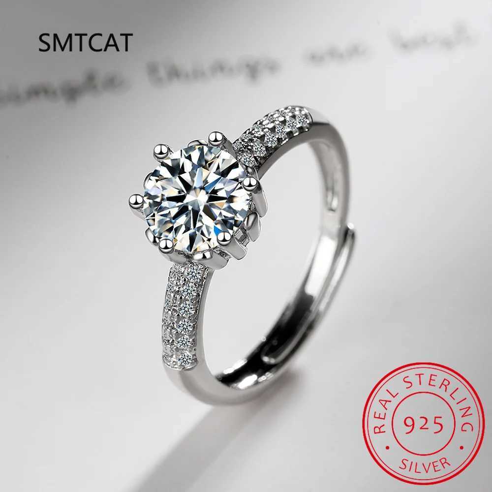 Real 2 ct 8mm Moissanite Wedding Ring For Women Sterling Sier Band D Color VVS Dia Engagement Fine Jewelry