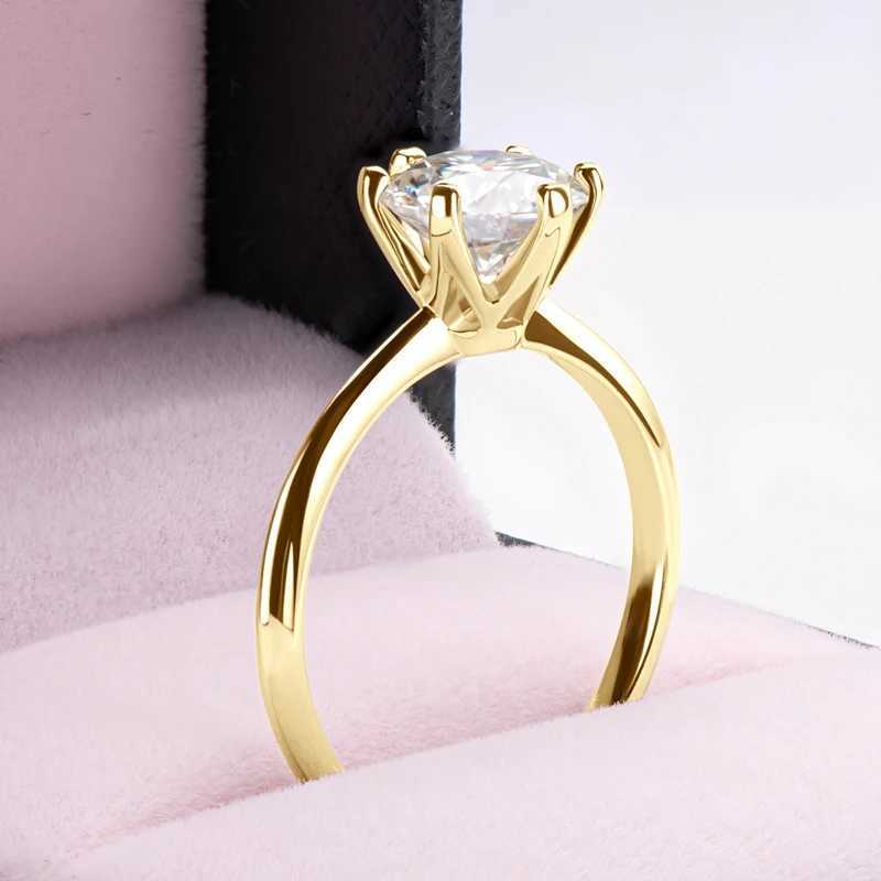 Anziw 0.5-3.0CT Moissanite Solitaire Ring Silver 925 925 sterling silver Gold Wedding Engagement Band For Women Jewelry with Certificate