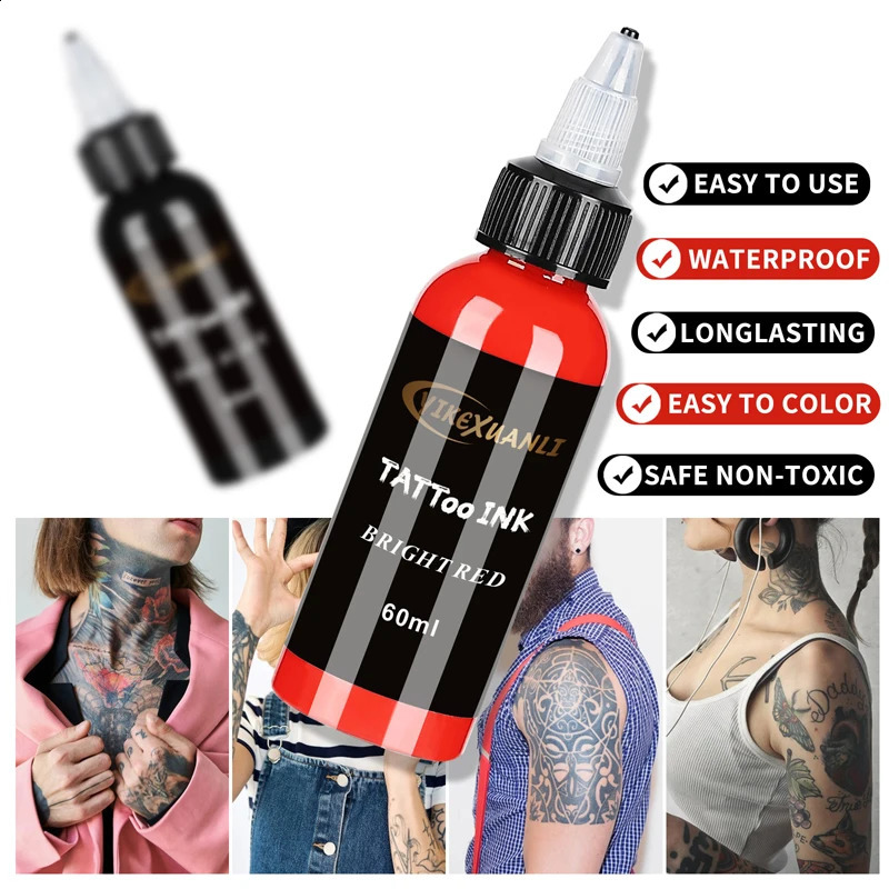60ml white/black/red Tattoo Ink Pigment with box Body Art Tattoo Kit Professional Beauty Paints Makeup Tattoo Supplies permanent 250114