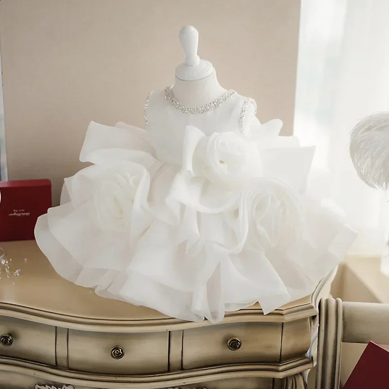 Flower Girls Dresses For Kids Baby 1st Birthday Childrens Princess Costume Infant Ball Gowns Baptism Party Fluffy Wedding Dress 250115