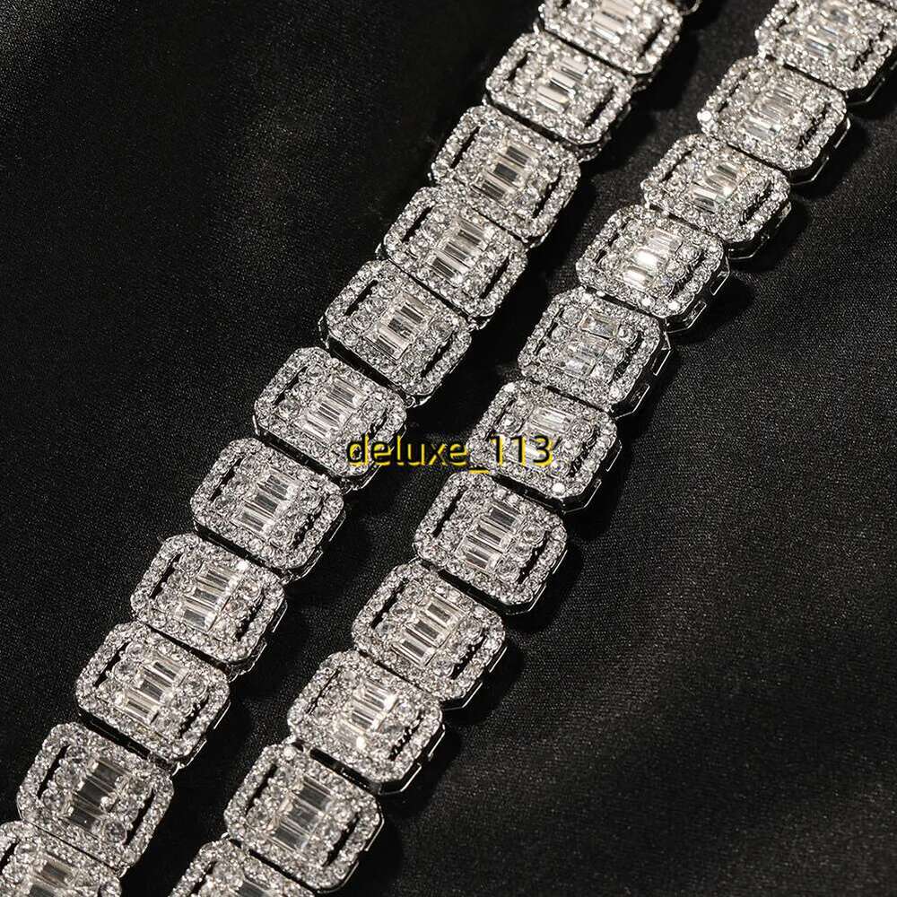 13mm Square Baguette Chains Crystal Necklaces Hip Hop Chain Necklace Full Iced Out Alloy Jewelry