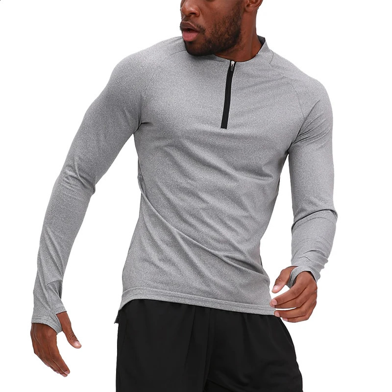 Men Sports Half Zip Long Sleeve Compression Gym Sportswear Breathable Jogging Training Running Long Shirts Fashion Top 250114
