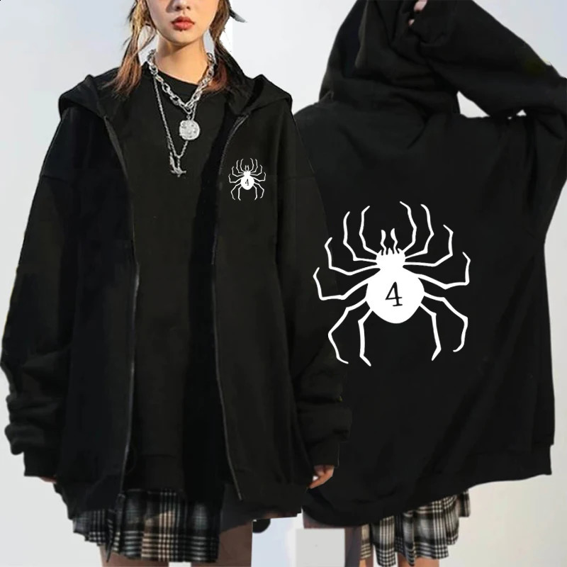 Hunter X Hunter Spider Print Anime Zipper Hoodie Womens Gothic Y2K Zipper Jacket Hoodie Casual Sweatshirt Coat 250109